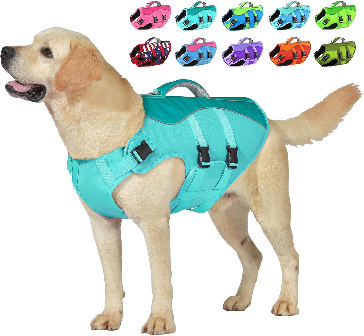 Petglad Dog Life Jacket, High Buoyancy Dog Life Vest with Handle for Swimming Boating, Adjustable Swimming Vest with Reflective Trim for Small Medium Large Dogs - Pink, L - Image 15