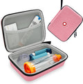 Klawdsky hard asthma inhaler spacer case front view in pink colour