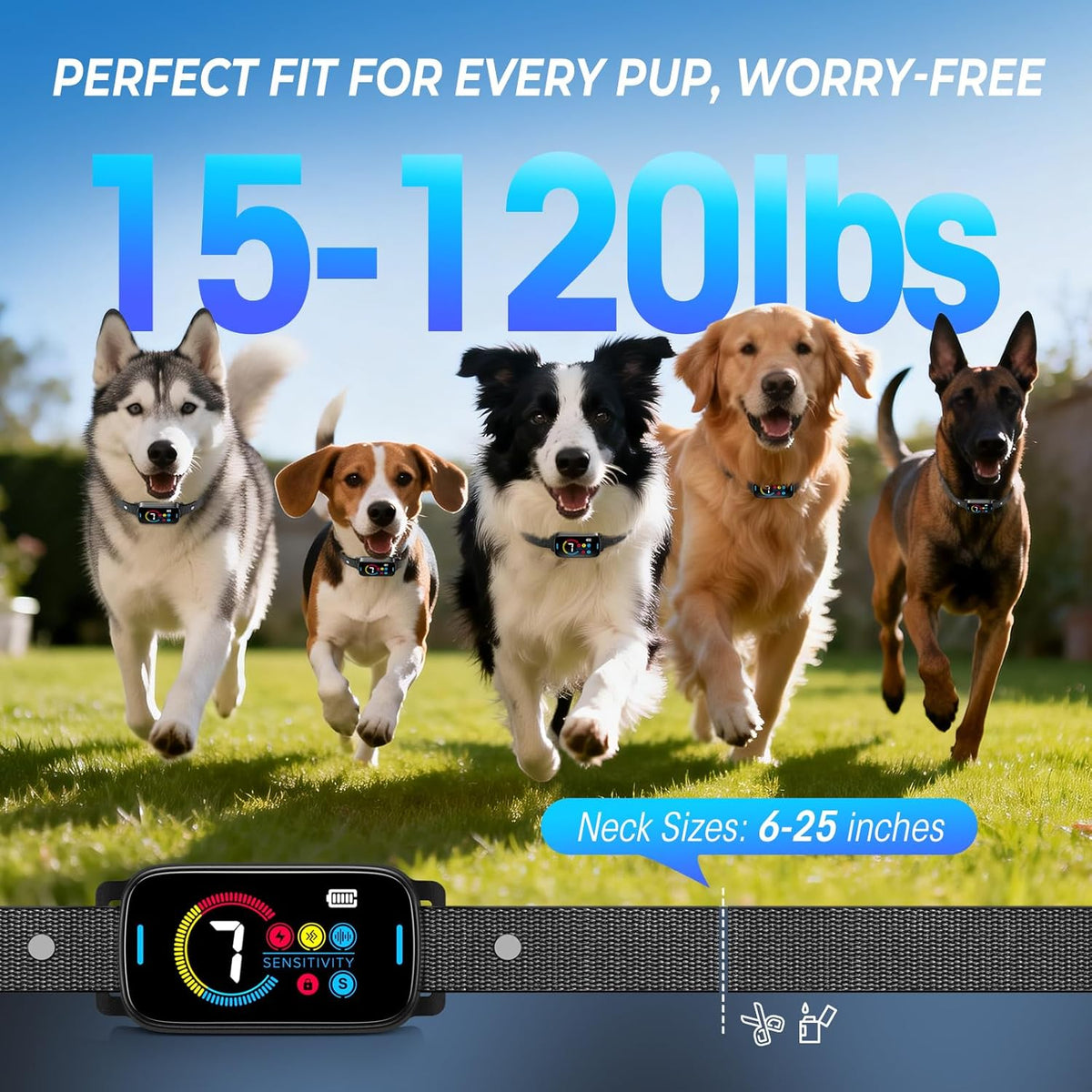 Ultrasonic Bark Collar for Large Medium Small Dogs, Humane No Bark Collar with Beep & Vibration, Smart Barking Collar with 7 Adjustable Sensitivity Levels, Rechargeable Bark Collar for Dogs,Waterproof - Image 9