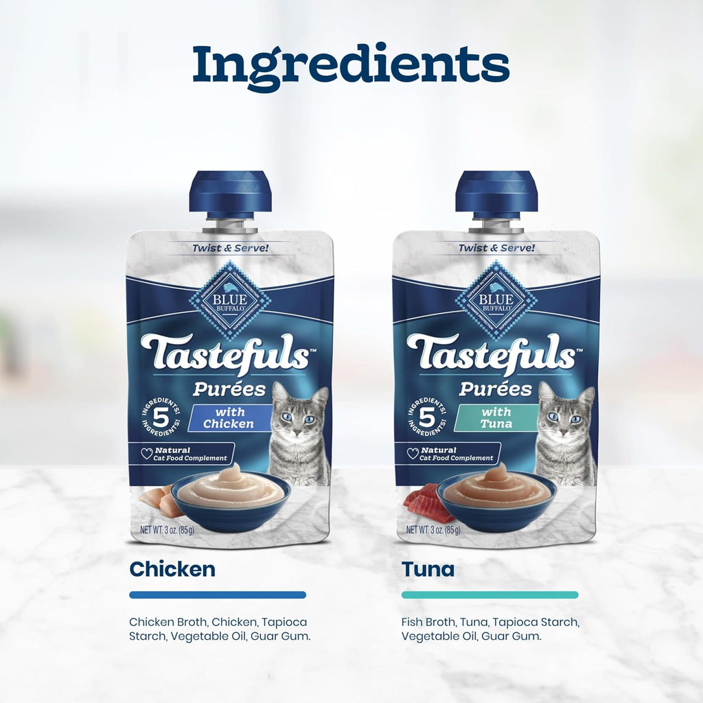 Blue Buffalo Tastefuls tuna recipe puree pouch premium wet cat food snack