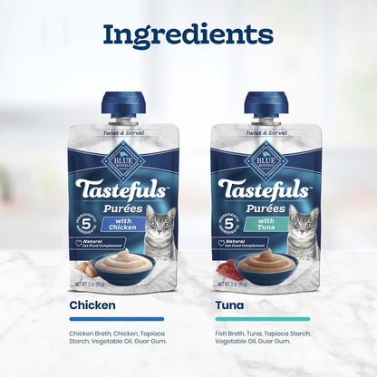 Blue Buffalo Tastefuls tuna recipe puree pouch premium wet cat food snack