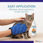 Allerpet twelve fluid ounce bottle with application mitt packaging