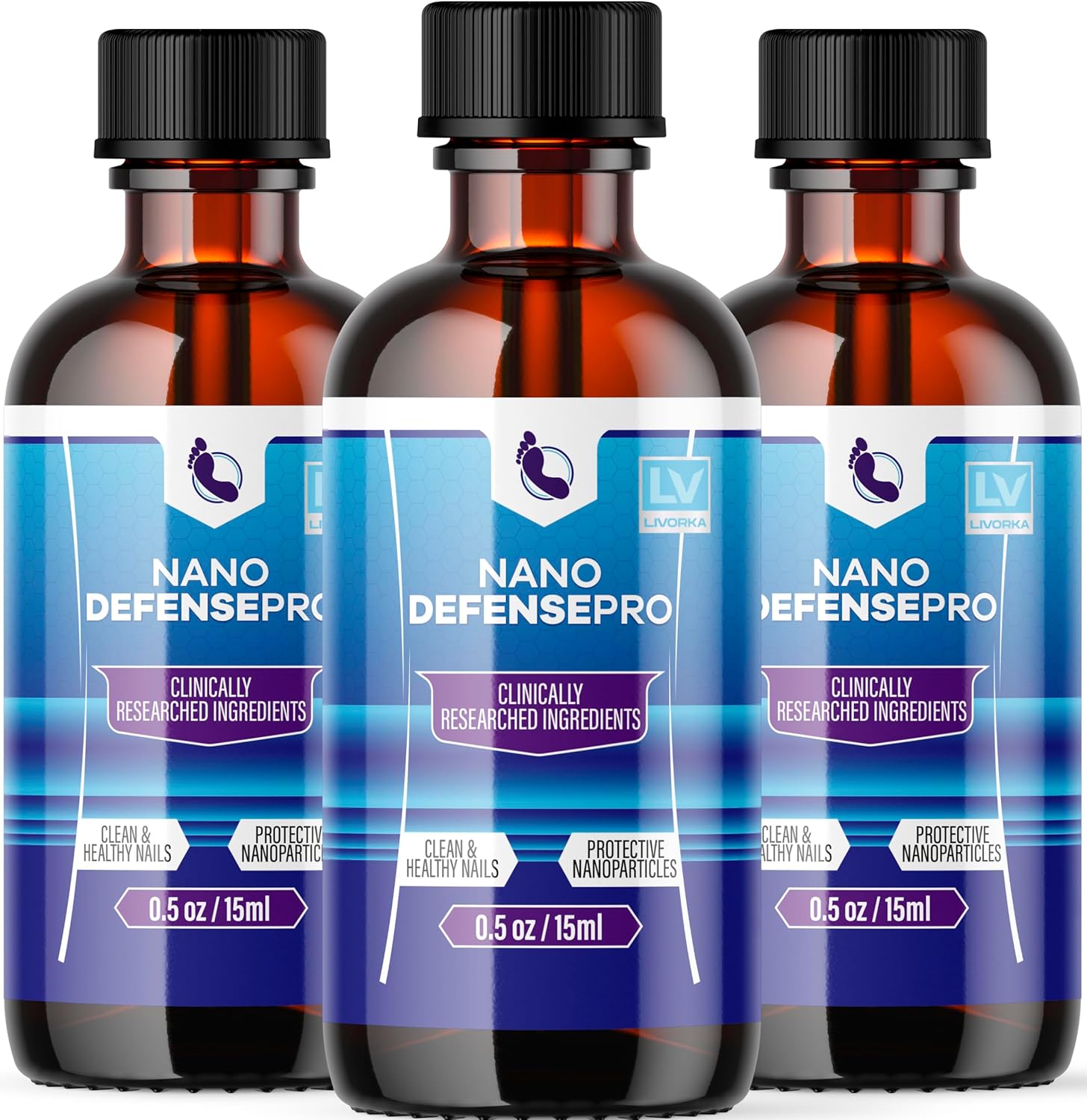 LIVORKA Nano Defense Pro 3 pack liquid drops for healthy skin and nails