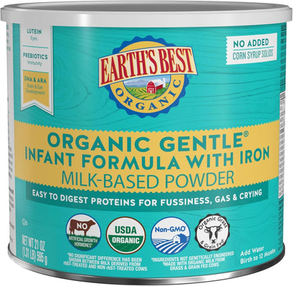 Earth's Best Organic Gentle Infant Formula front view container