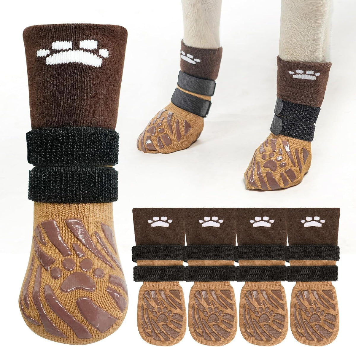 Scenereal dog socks folded to show secure fit