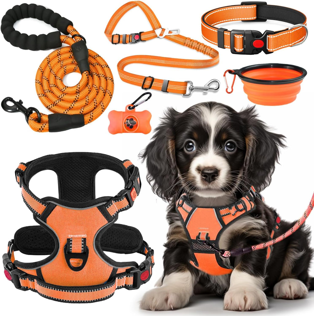 LOBEVE No Pull Dog Harness, Collar & Leash Set | Includes Dog Seat Belt, Collapsible Bowls & Poop Bag Dispenser. Ideal for Training, Walking, Hiking. Fits Small to Large Dogs(Pink-L) - Image 13