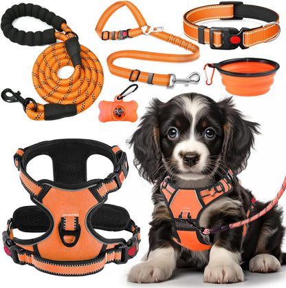 LOBEVE No Pull Dog Harness, Collar & Leash Set | Includes Dog Seat Belt, Collapsible Bowls & Poop Bag Dispenser. Ideal for Training, Walking, Hiking. Fits Small to Large Dogs(Pink-L) - Image 13