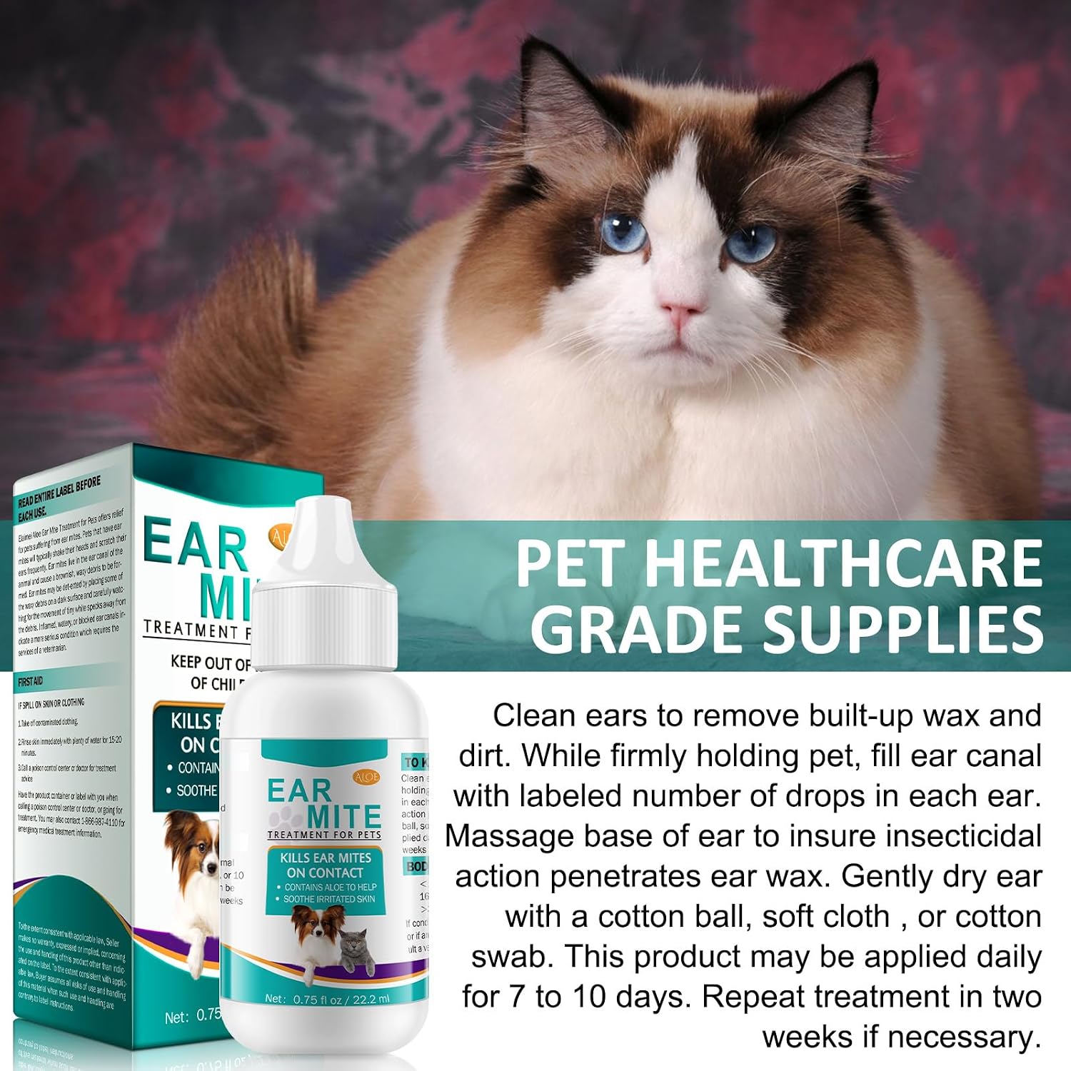 Safe and effective pet ear mite medication from USA