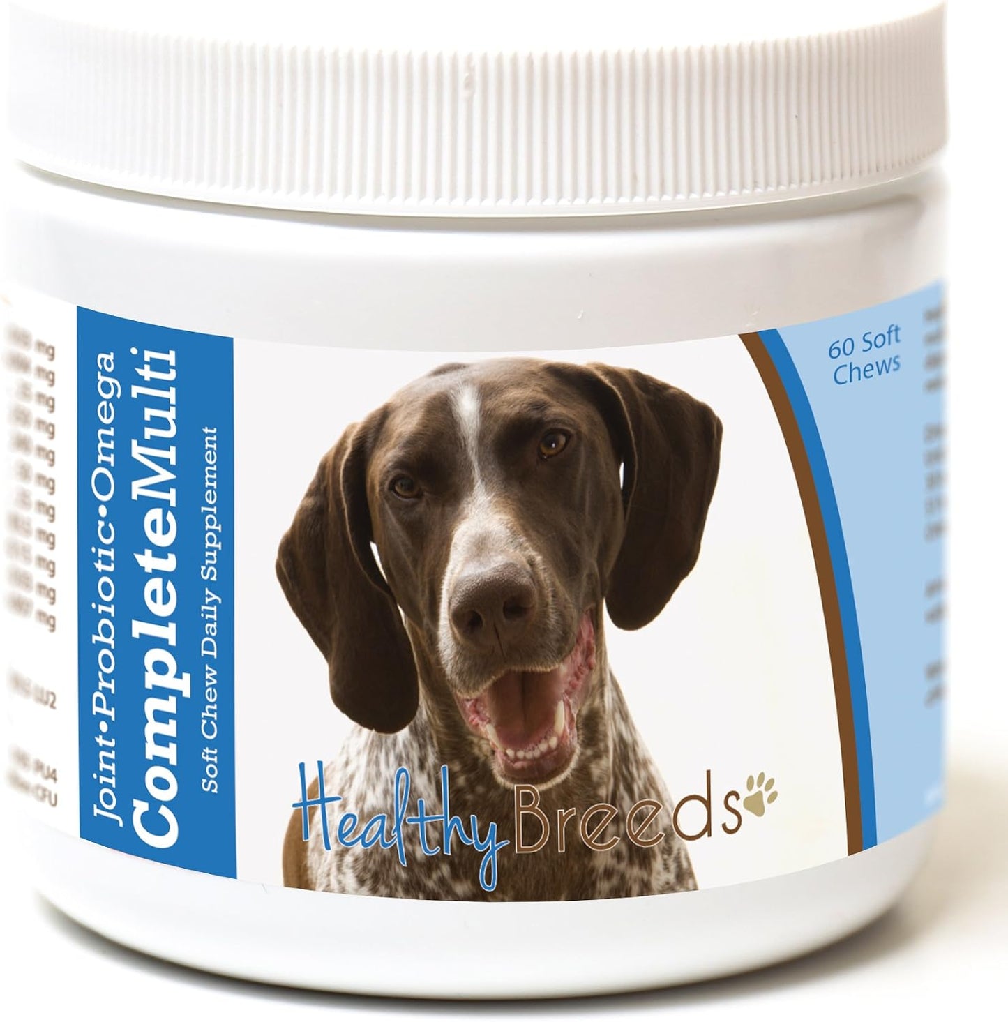 Healthy Breeds dog joint and digestive health supplement bottle