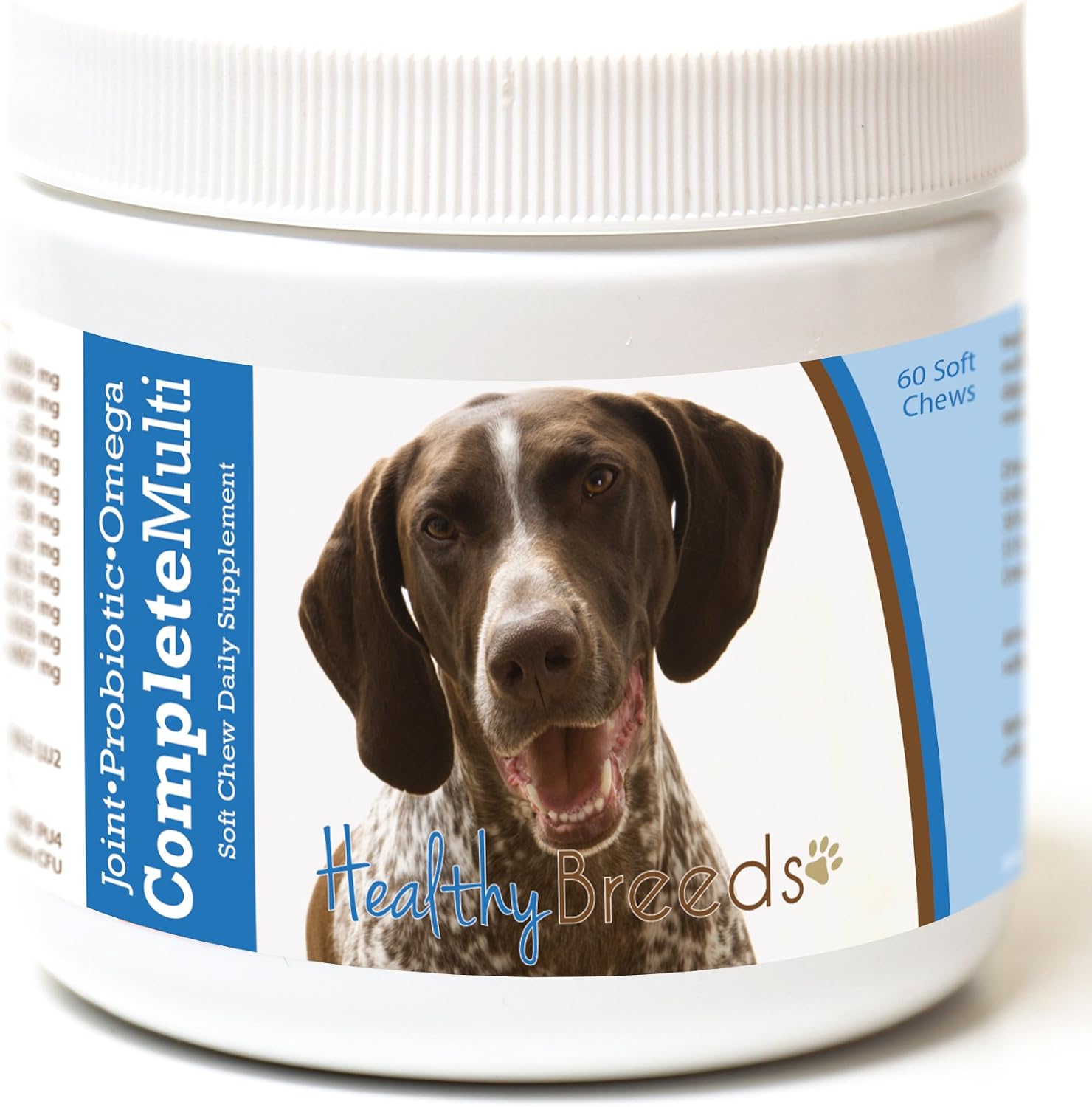 Healthy Breeds dog joint and digestive health supplement bottle
