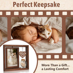 Rainbow Bridge sympathy gift for cat lovers featuring rotating photo slot.