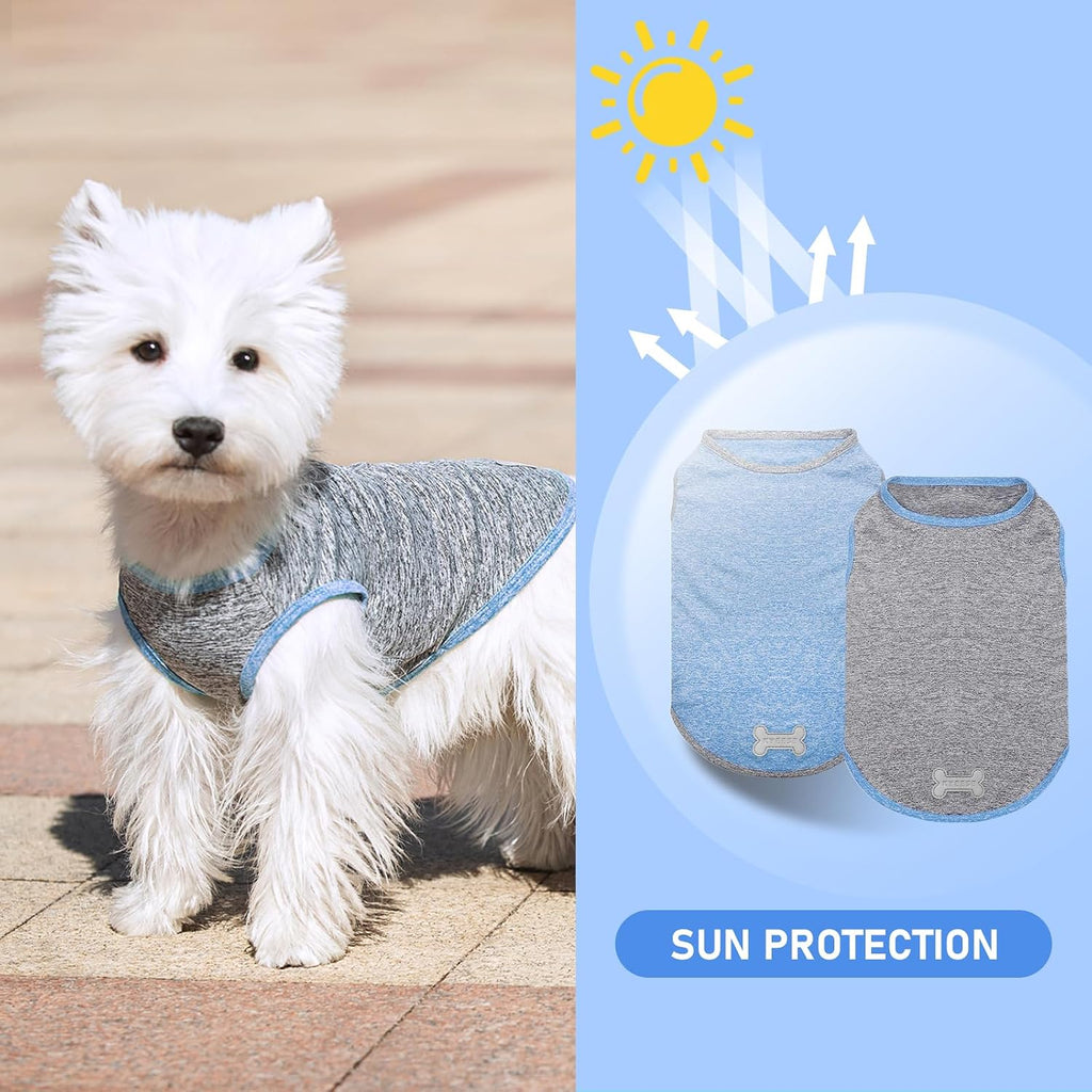 Dog wearing grey Kyeese sleeveless reflective tank top