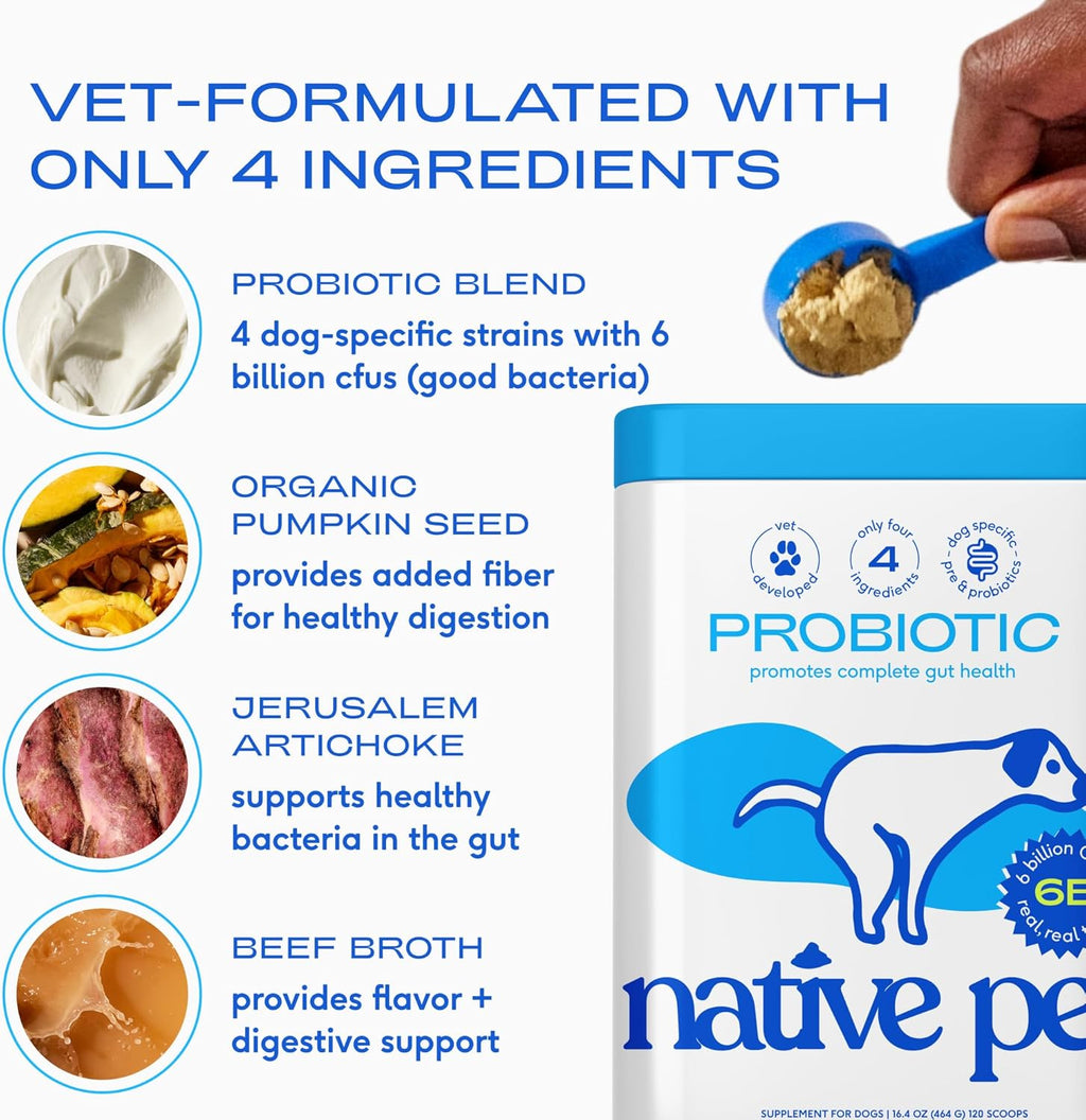Six billion CFUs probiotic powder sprinkled on dog food