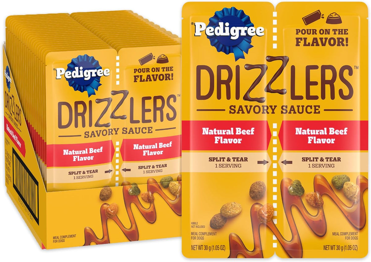 Pedigree Drizzlers for Dogs, Wet Dog Food Gravy Savory Sauce Multipack, 60g Dual-Serving Pouch, 16 Count, Pack of 2 (32 Pouches, 64 Servings Total) - Image 12