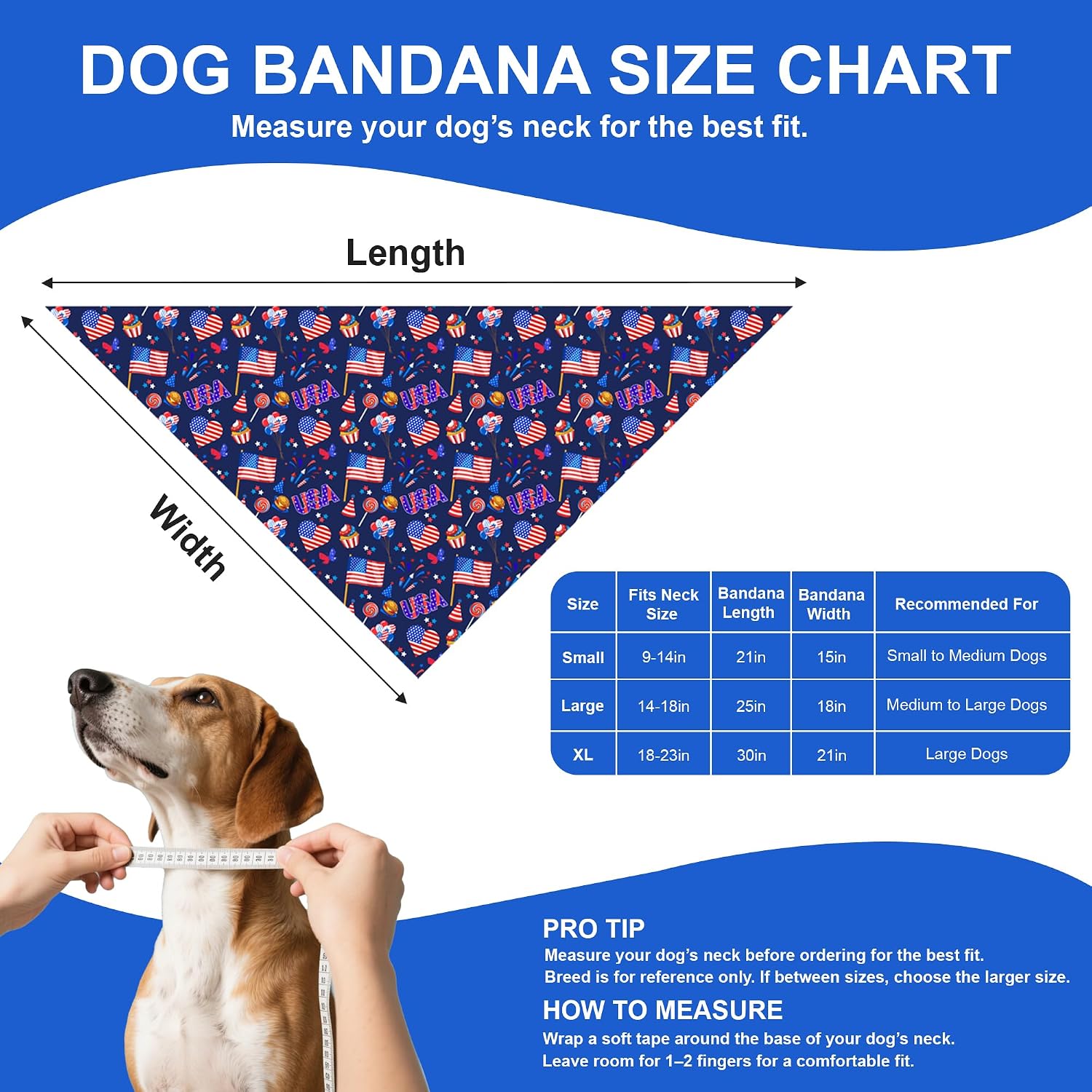 Flat lay of reversible flag print dog scarf