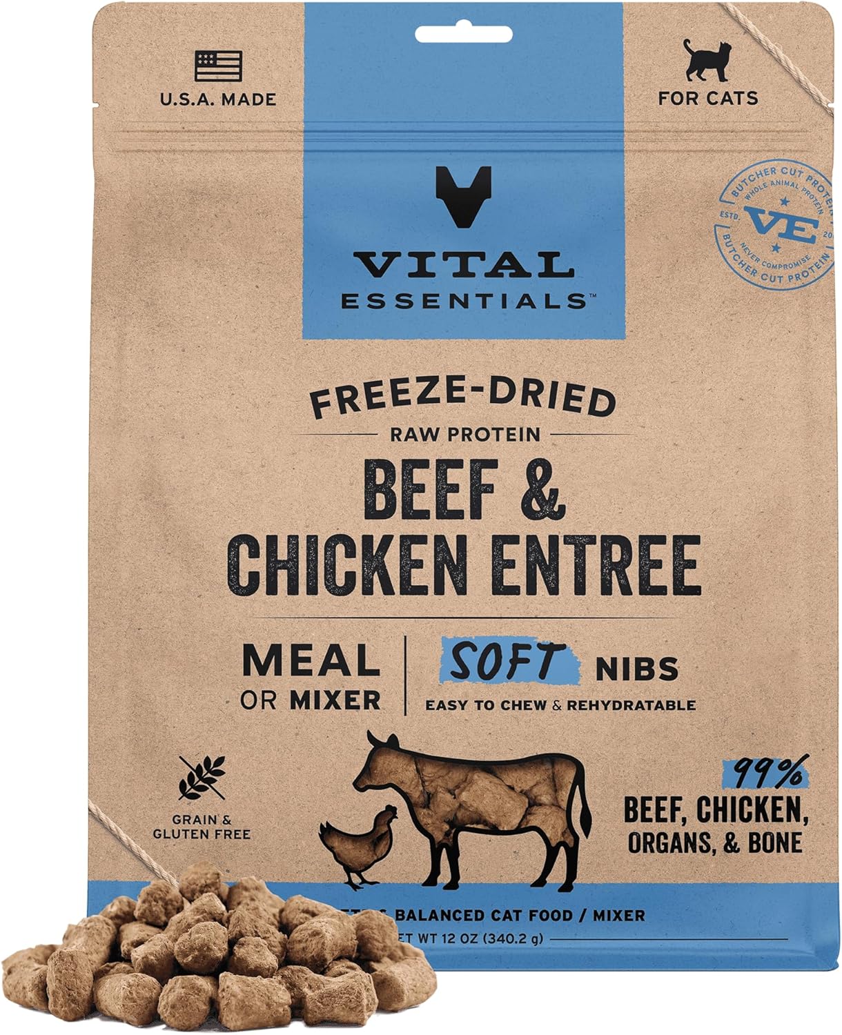 Vital Essentials Freeze Dried Cat Food, Raw Chicken Soft Nibs | Complete Meal or Topper | 99% Chicken, Organs & Bone | Limited Ingredient, High Protein, Grain Free Dry Cat Food | 12 oz Bag - Image 14