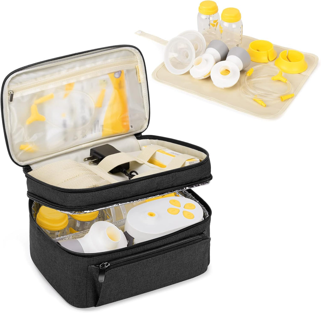 BAFASO breast pump bag front view of black nylon carrying case