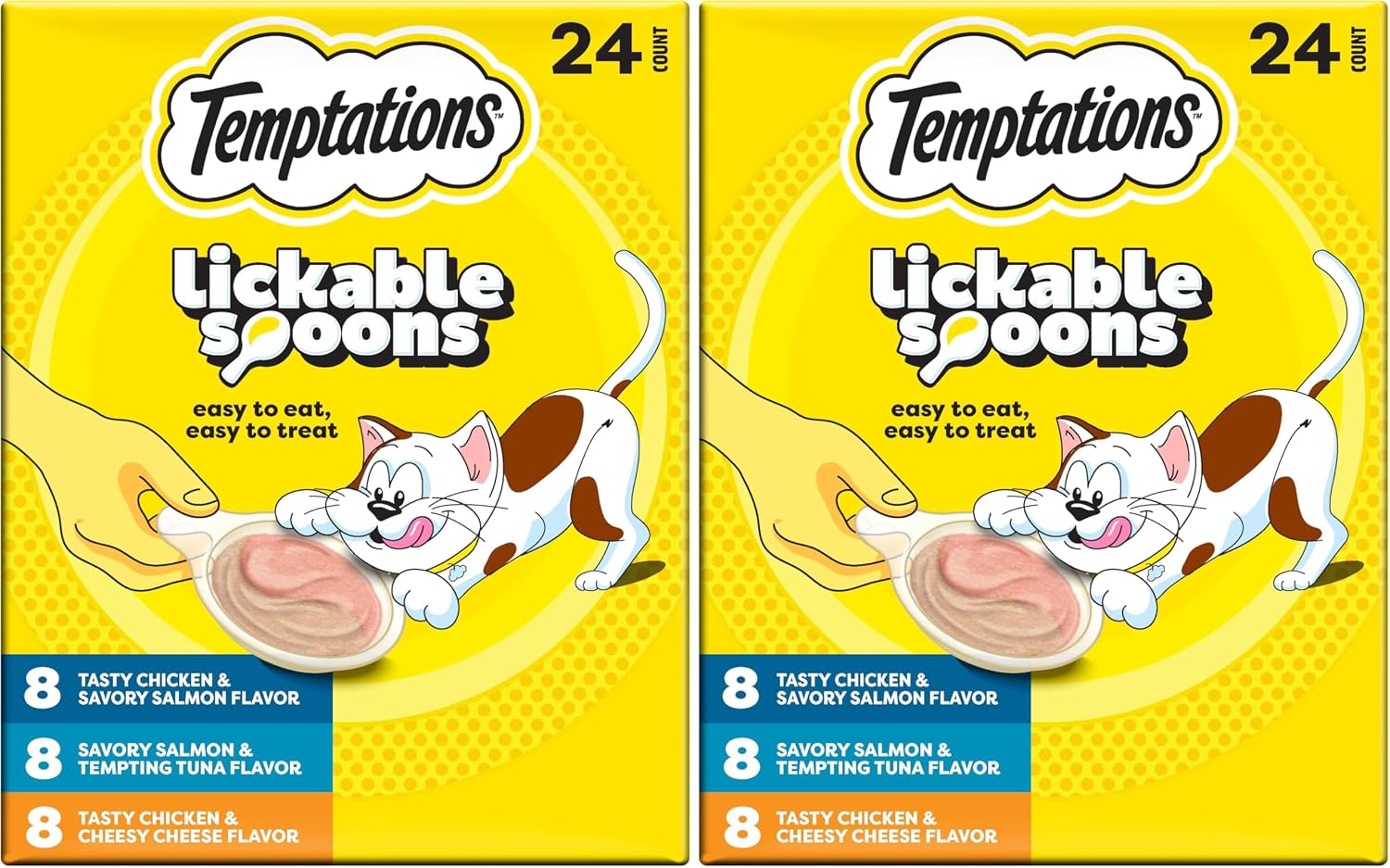 Temptations Lickable Spoons, Soft Lickable Cat Treats, Adult Wet Cat Treats, Savory Salmon and Tempting Tuna Flavor, 4 Spoons, Pack of 12 (48 Total) - Image 15