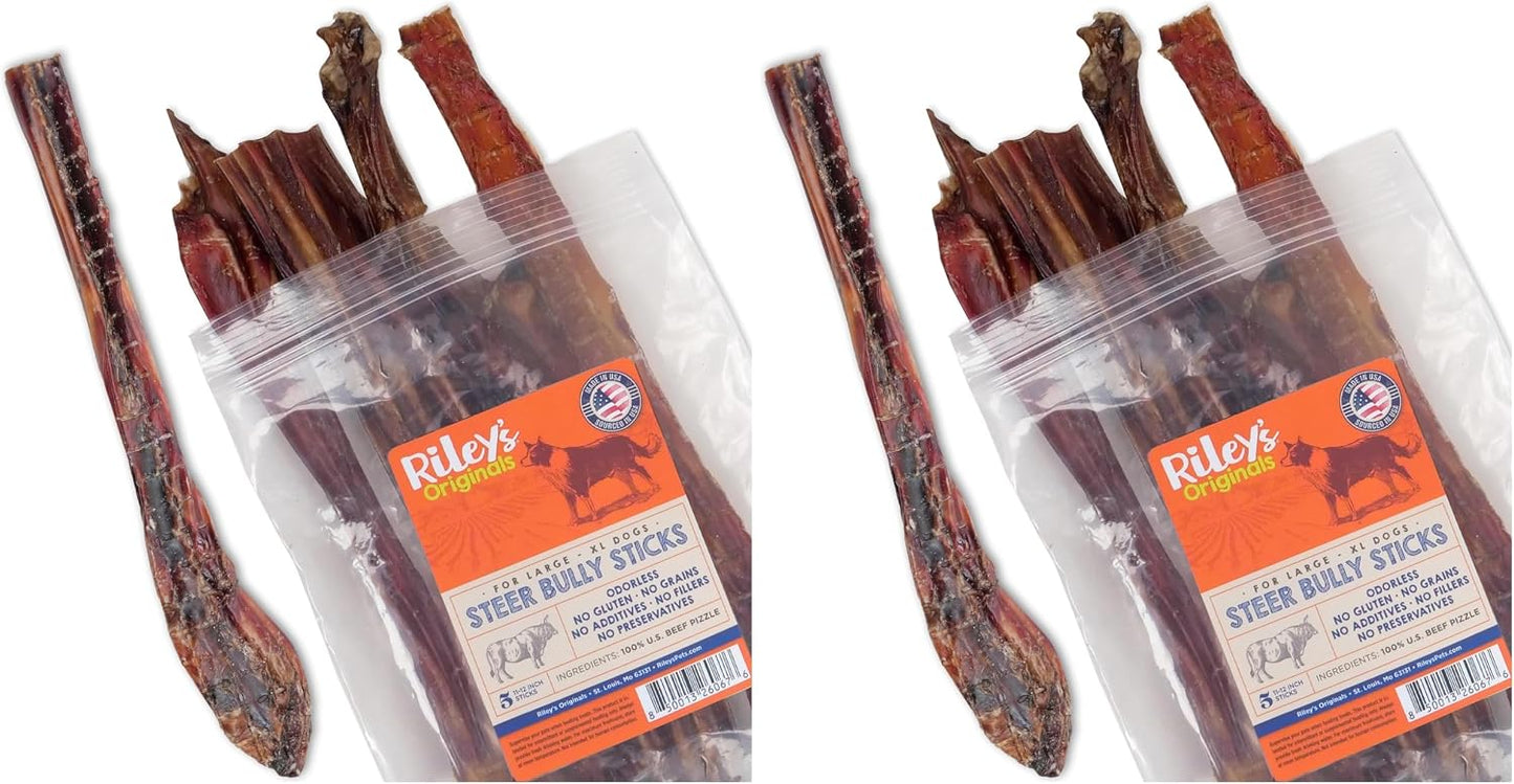 Riley's Steer Bully Sticks for Large to XL Dog Breeds - Odor Free, Single Ingredient Treat - Easily Digestible, 100% Beef Pizzle Sticks for Dogs - 12", 5ct - Image 9