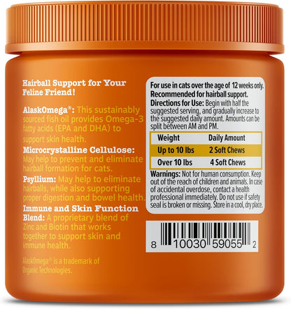 Zesty Paws Hairball Bites for Cats - Cat Furball Support - Functional Supplement with Omega 3 Fish Oil EPA & DHA + Zinc, Biotin & Psyllium Husk - Supports Gut & Skin Health - 60 Count - Image 9