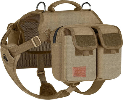 OneTigris Hoppy Camper 3.0 dog hiking backpack front view in coyote brown canvas