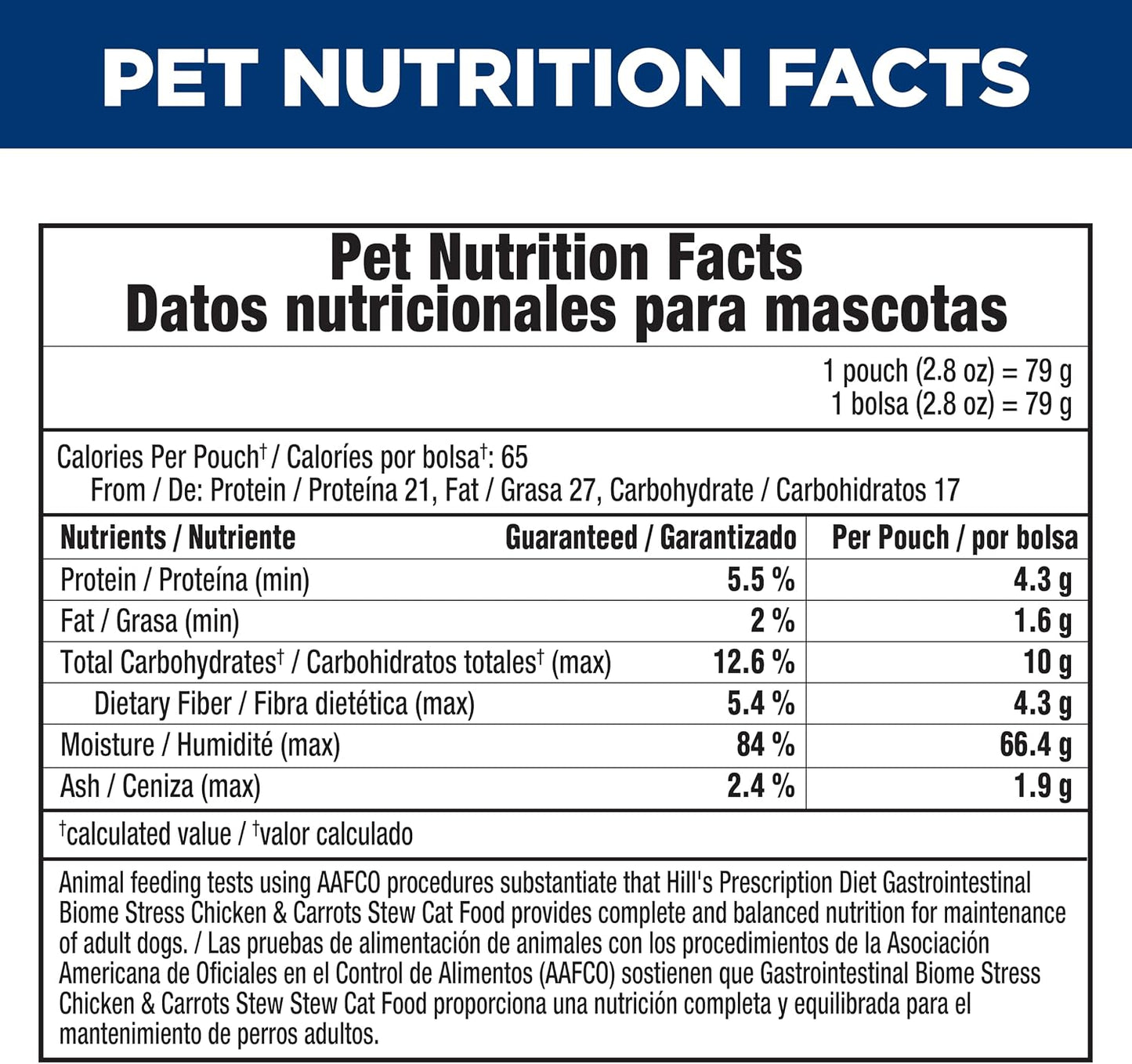 Hill's Prescription Diet Gastrointestinal Biome + Stress Digestive/Fiber Care Wet Cat Food, Chicken & Carrot Stew, 2.8 oz. Pouches, 24-Pack - Image 12