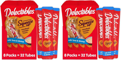 Delectables Squeeze Up Creamy Squeezable Puree, Lickable Wet Cat Treats, Grain Free, No Added Fillers, No By-Products, No Added Preservatives, 0.5 Ounces Tuna & Shrimp, 32 Tubes Total - Image 11