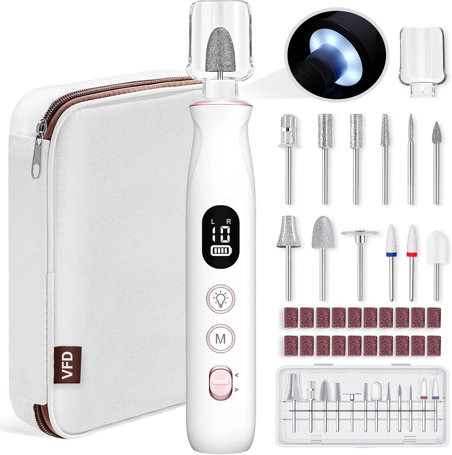 VFD cordless electric nail drill 12-in-1 kit front view