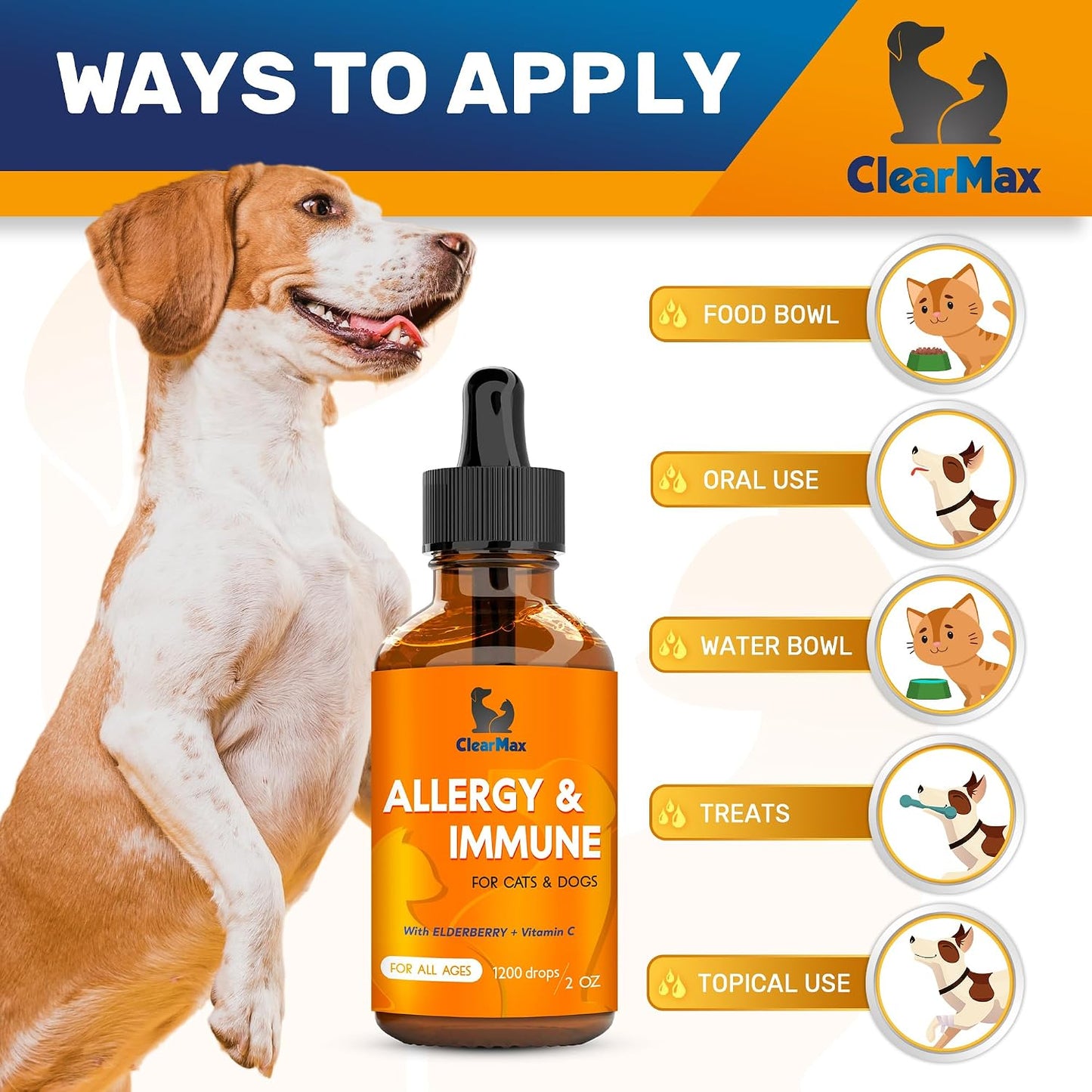 Clear Max allergy immunity drops side packaging emphasizing the USA manufactured quality standard