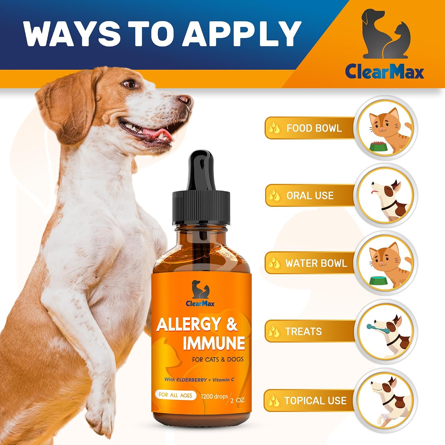 Clear Max allergy immunity drops side packaging emphasizing the USA manufactured quality standard