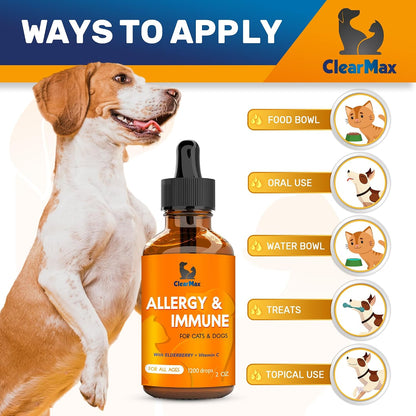 Clear Max allergy immunity drops side packaging emphasizing the USA manufactured quality standard