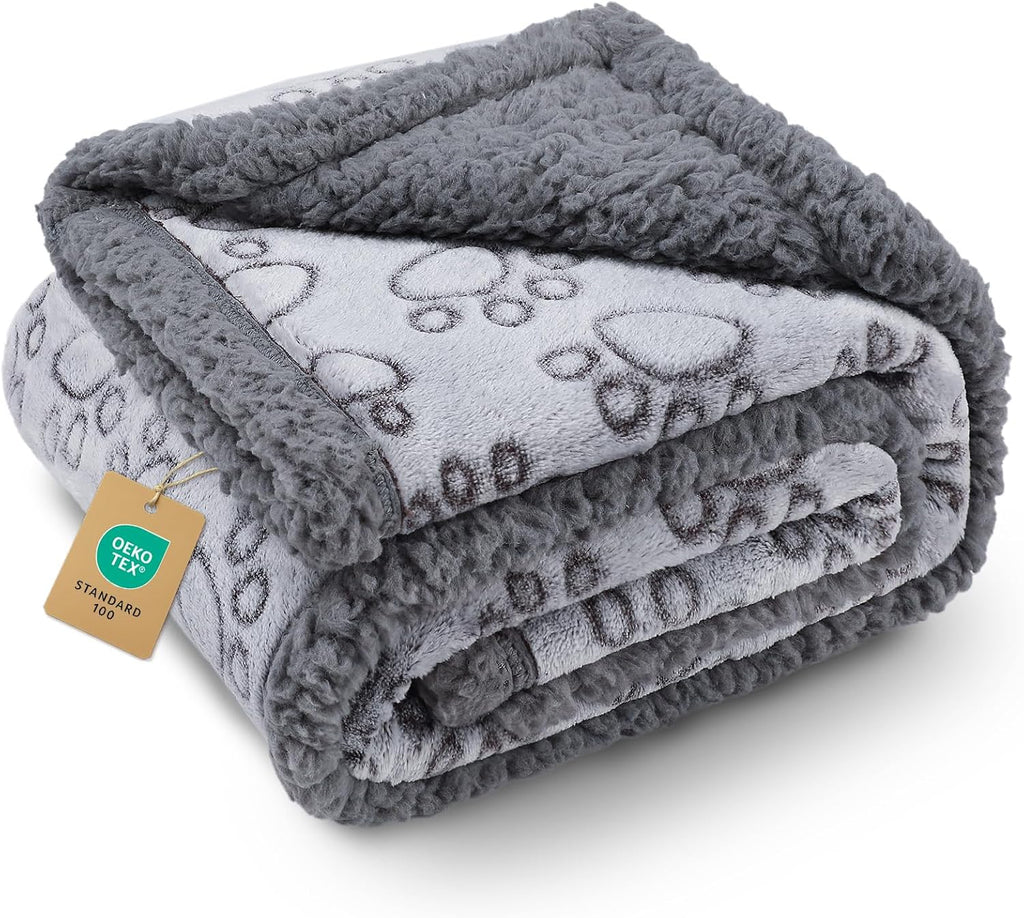 Luciphia Waterproof Pet Blankets for Couch Sofa Bed Cover Cat Liquid Pee Proof Washable Soft Fluffy Large Dog Blanket Reversible Furniture Protection Puppy Grey Paw Thicken Small40" x 28" - Image 13