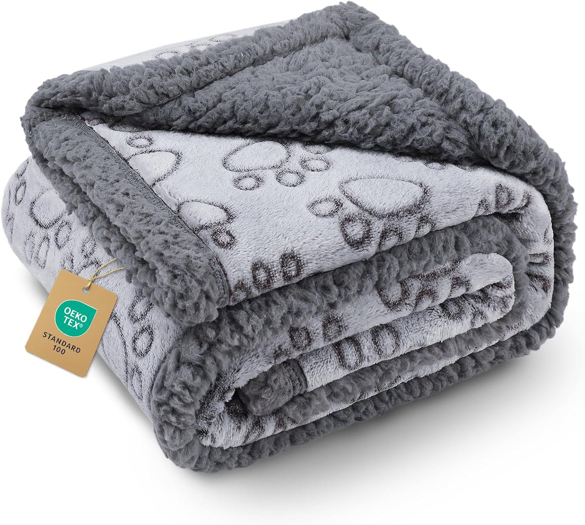 Luciphia Waterproof Pet Blankets for Couch Sofa Bed Cover Cat Liquid Pee Proof Washable Soft Fluffy Large Dog Blanket Reversible Furniture Protection Puppy Grey Paw Thicken Small40" x 28" - Image 13