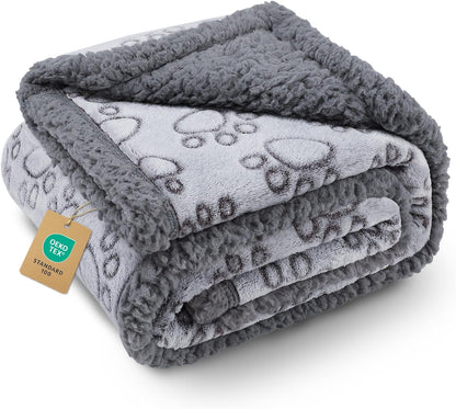 Luciphia Waterproof Pet Blankets for Couch Sofa Bed Cover Cat Liquid Pee Proof Washable Soft Fluffy Large Dog Blanket Reversible Furniture Protection Puppy Grey Paw Thicken Small40" x 28" - Image 13