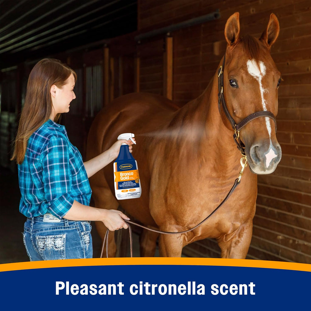 Farnam Bronco Gold equine fly spray side profile