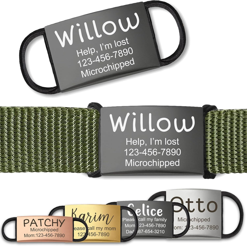 Anavia slide on silent pet ID tag front view for dogs and cats