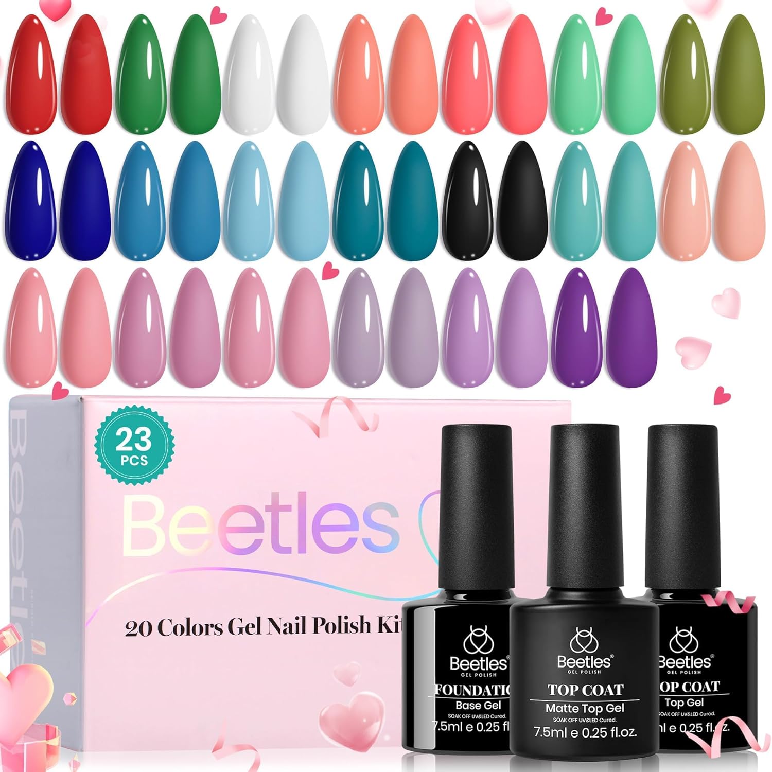 Beetles 20 color summer gel polish set packaging