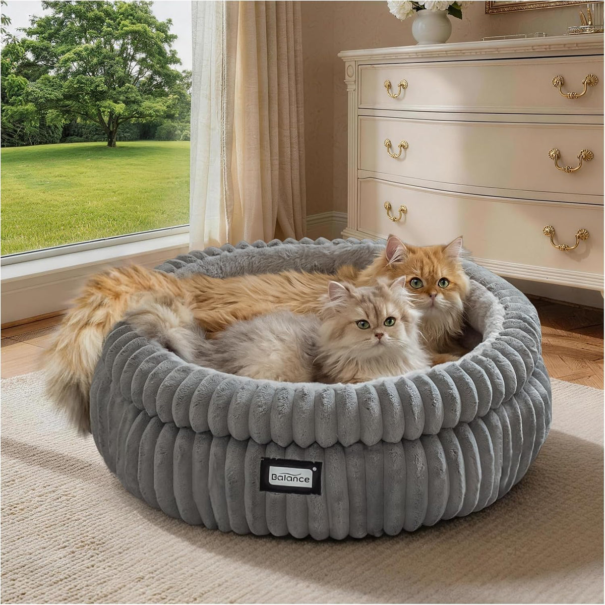 BALANCE Cat Bed Kitten Bed, Washable Round Cat Beds for Indoor Cats, Super Soft Plush Faux Fur Pet Bed for Puppy and Kitten with Anti-Slip Bottom - Image 10