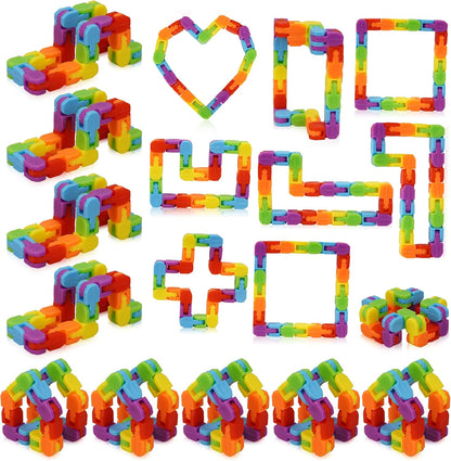 Ganowo wacky track fidget toys front view showing multiple rainbow snap and click chains