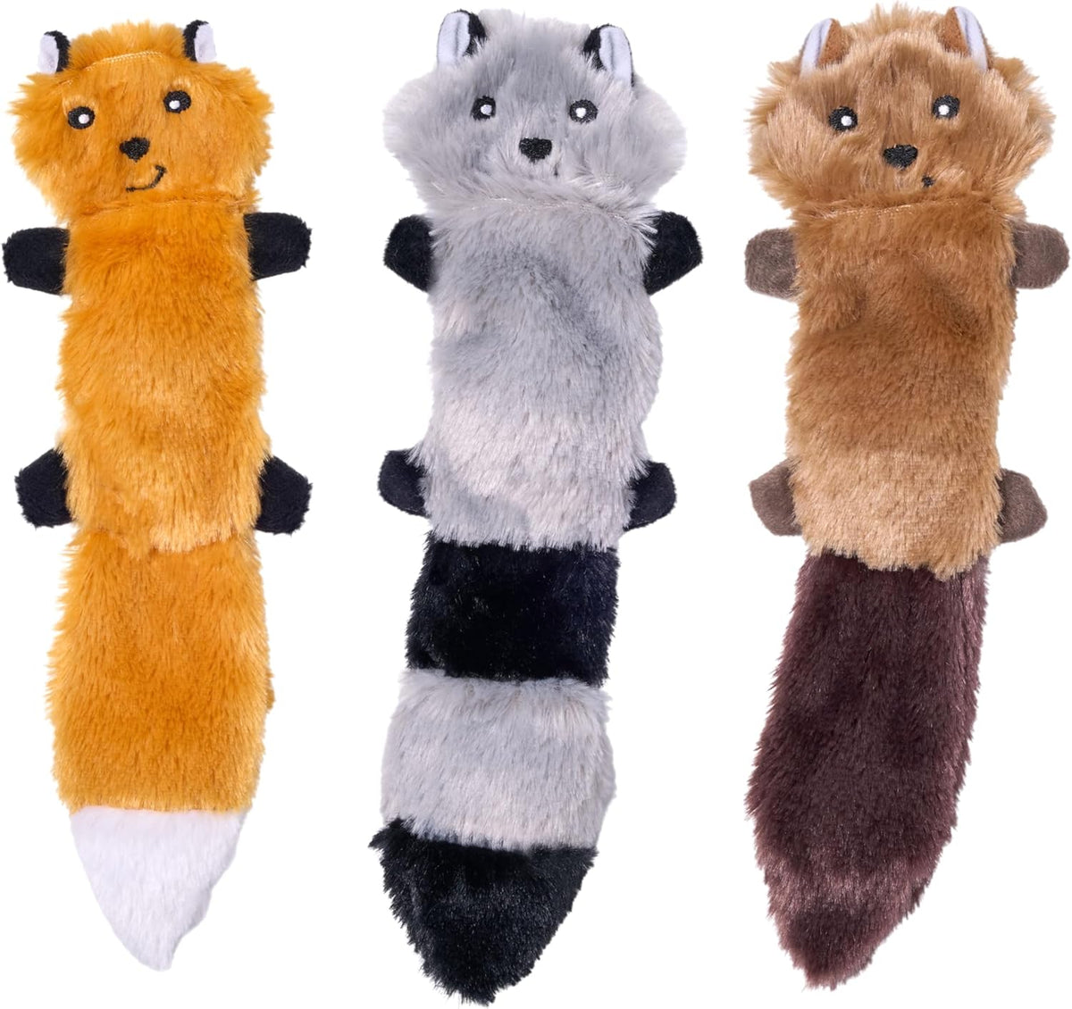 ZippyPaws Skinny Peltz - No Stuffing Dog Toy Pack to Keep Them Busy, for Medium and Large Dogs, Squeaky Pet Toys, Unstuffed Chew Toys, Soft Plush Variety Pack, Fox, Raccoon, and Squirrel - 18" - Image 12
