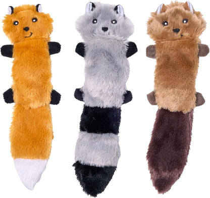 ZippyPaws Skinny Peltz - No Stuffing Dog Toy Pack to Keep Them Busy, for Medium and Large Dogs, Squeaky Pet Toys, Unstuffed Chew Toys, Soft Plush Variety Pack, Fox, Raccoon, and Squirrel - 18" - Image 12