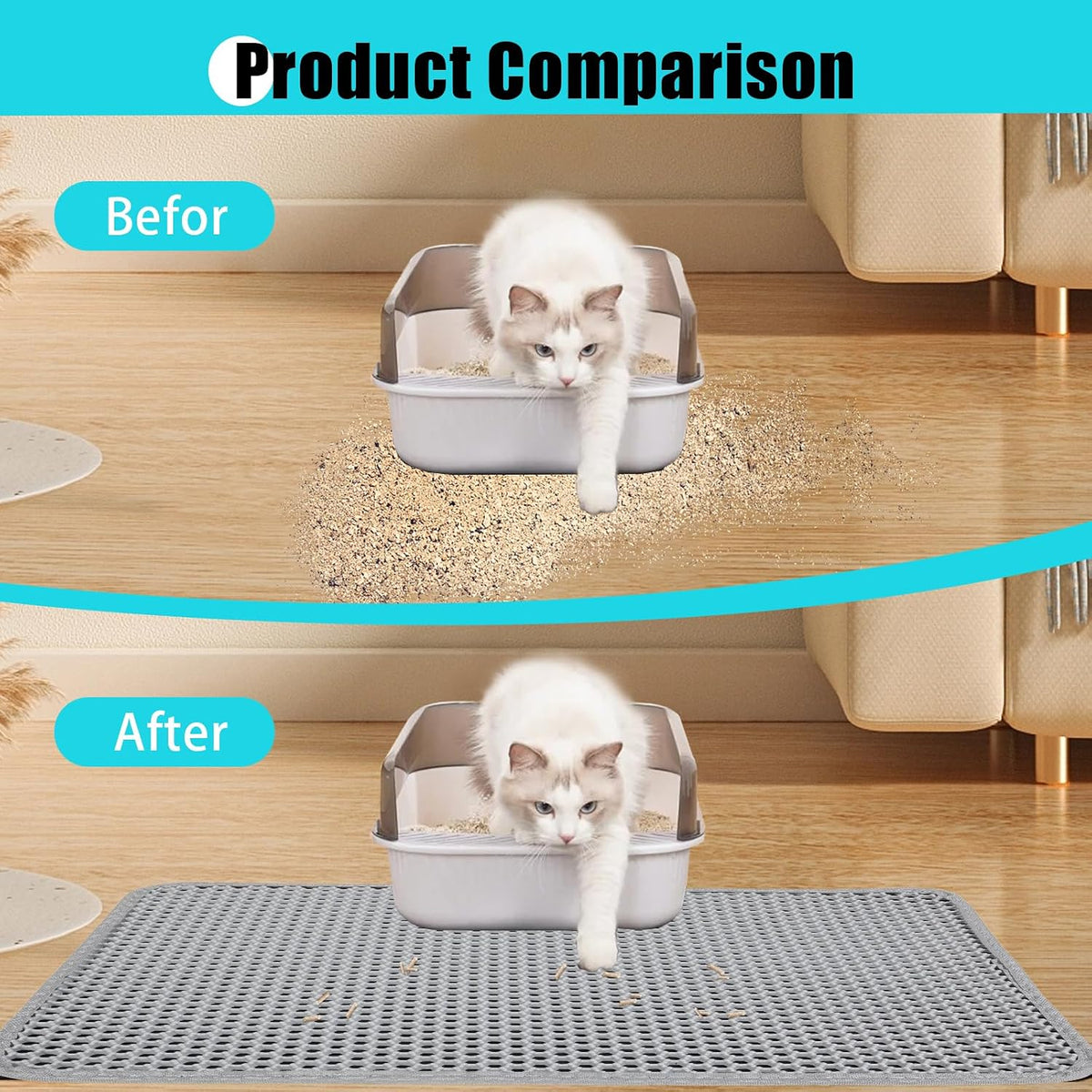 FADEYJ urine proof anti slip pet litter box mat overview