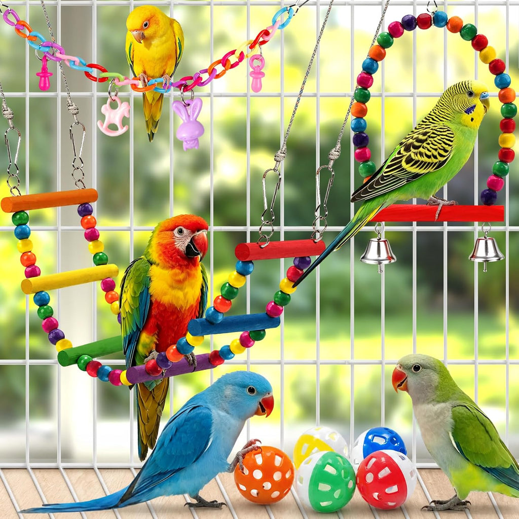 Kyouki natural wood bird toys arranged for small and medium birds