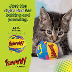 A pack of three premium non-toxic catnip balls for indoor cats.