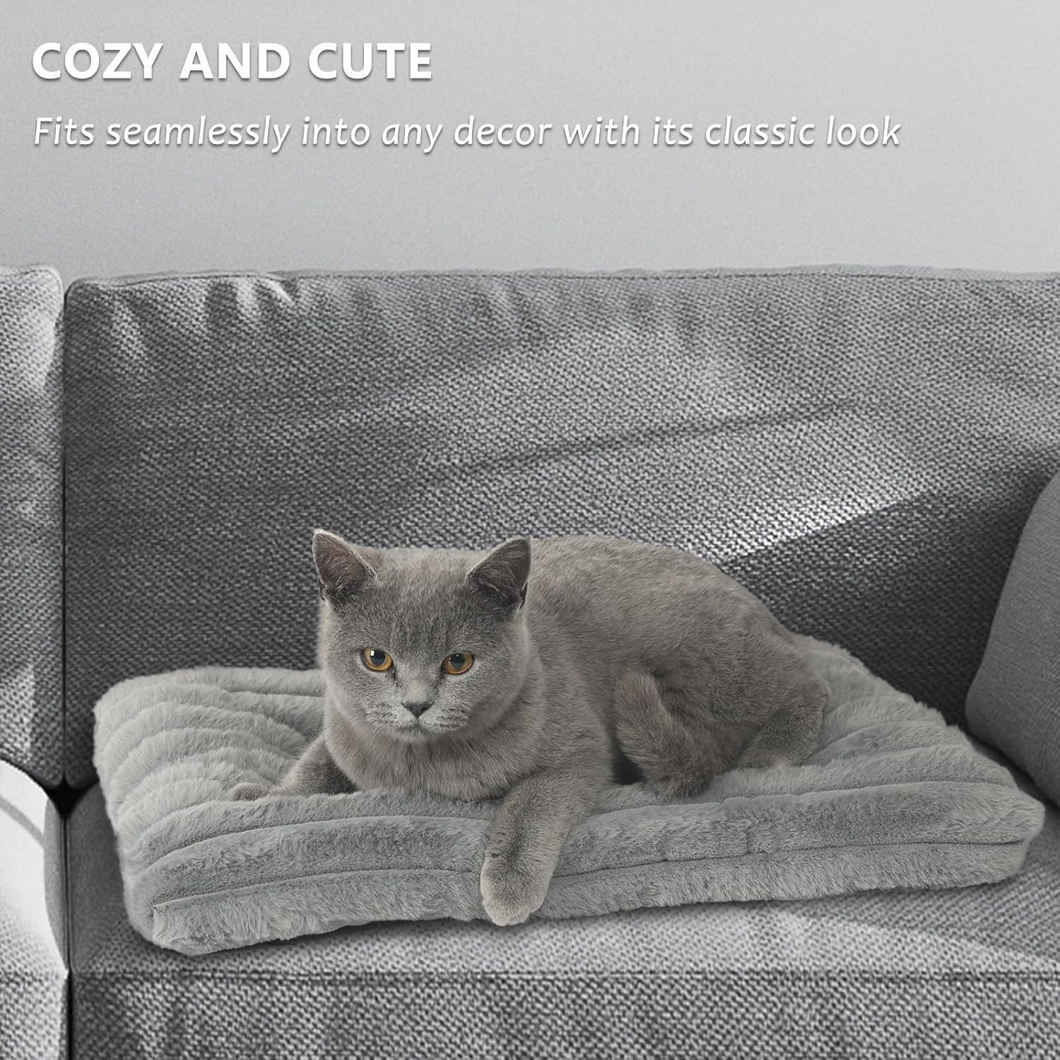 Plush flat cat bed cushion showing the anti-slip rubberized bottom surface for stability.
