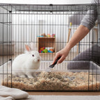 Two pieces of elbow style pet cage scrubbing brushes showing high density stiff bristles