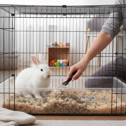 Two pieces of elbow style pet cage scrubbing brushes showing high density stiff bristles