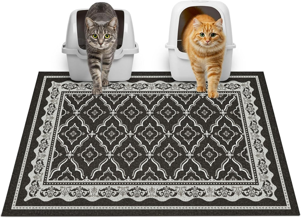 Glittme Cat Litter Mat with Non-Slip Bottom Litter Box Mat 33"X22" Litter Trapping Mat Easy to Clean Washable Cat Food Mat for Kitty,L - Image 12