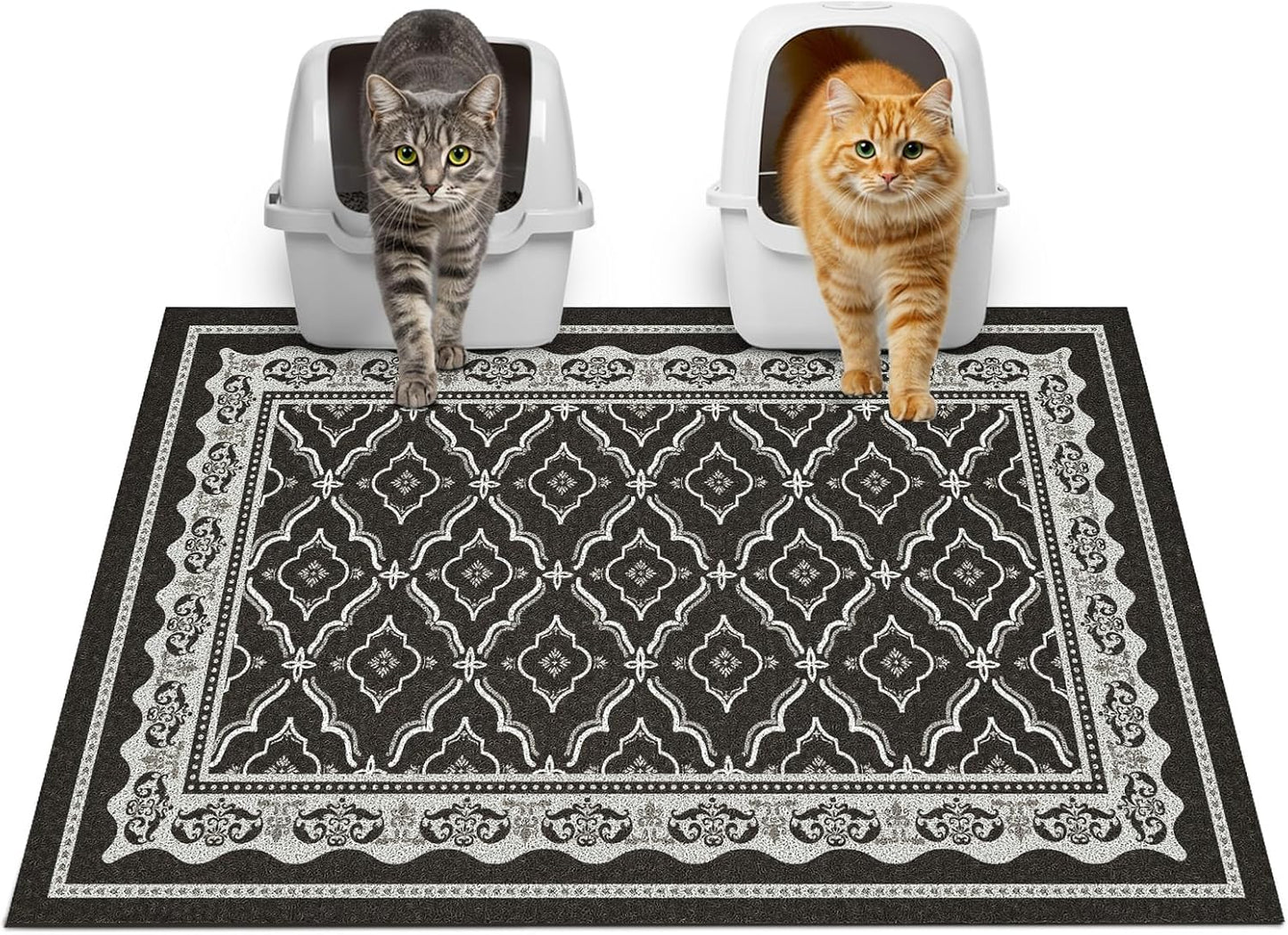Glittme Cat Litter Mat with Non-Slip Bottom Litter Box Mat 33"X22" Litter Trapping Mat Easy to Clean Washable Cat Food Mat for Kitty,L - Image 12