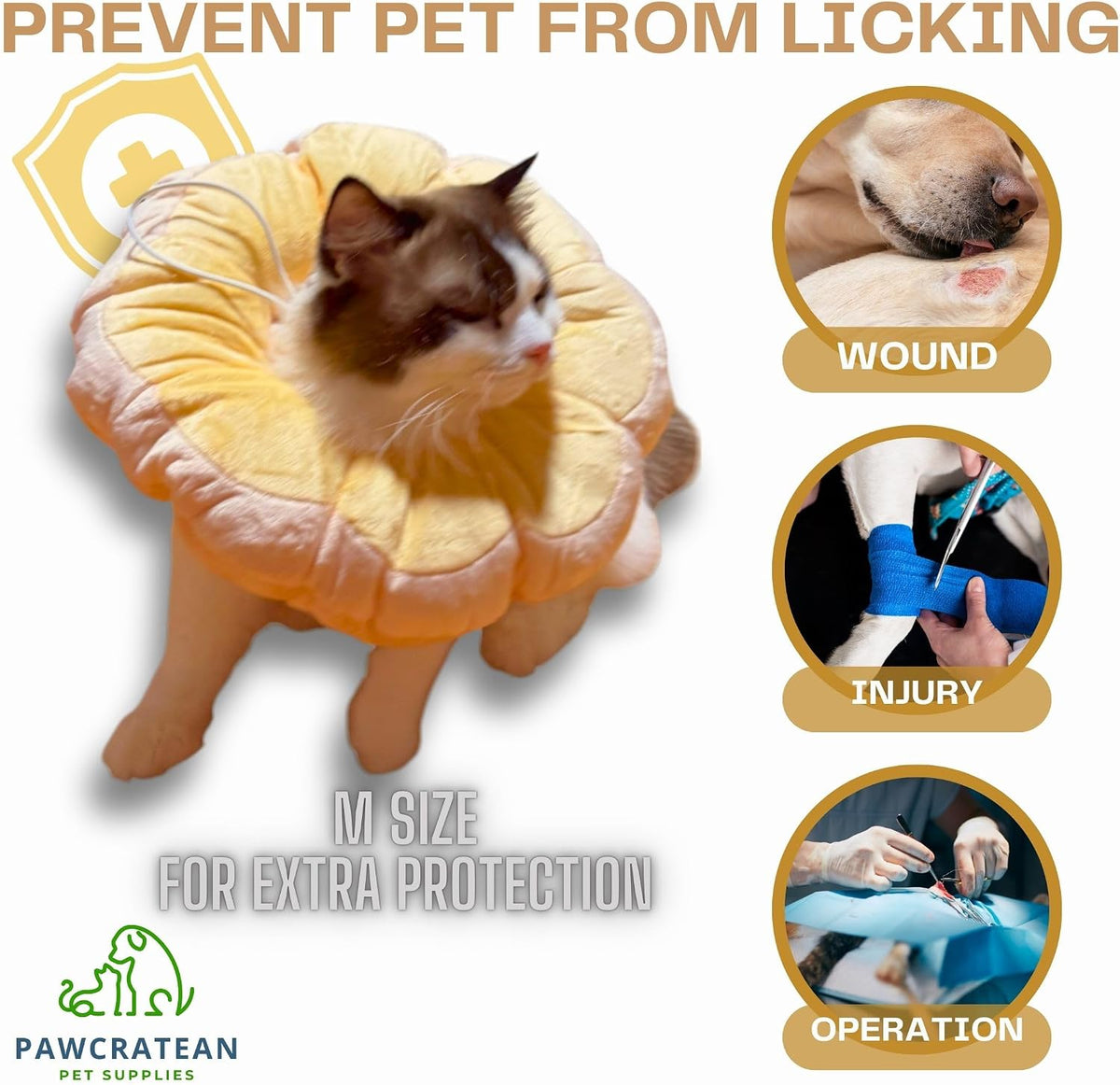 Pawcratean anti licking protective cat collar showing the custom fit toggle lock mechanism